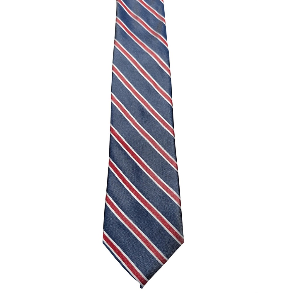 Chaps Necktie Mens One Size Blue Red White Striped Classic Traditional Polyester